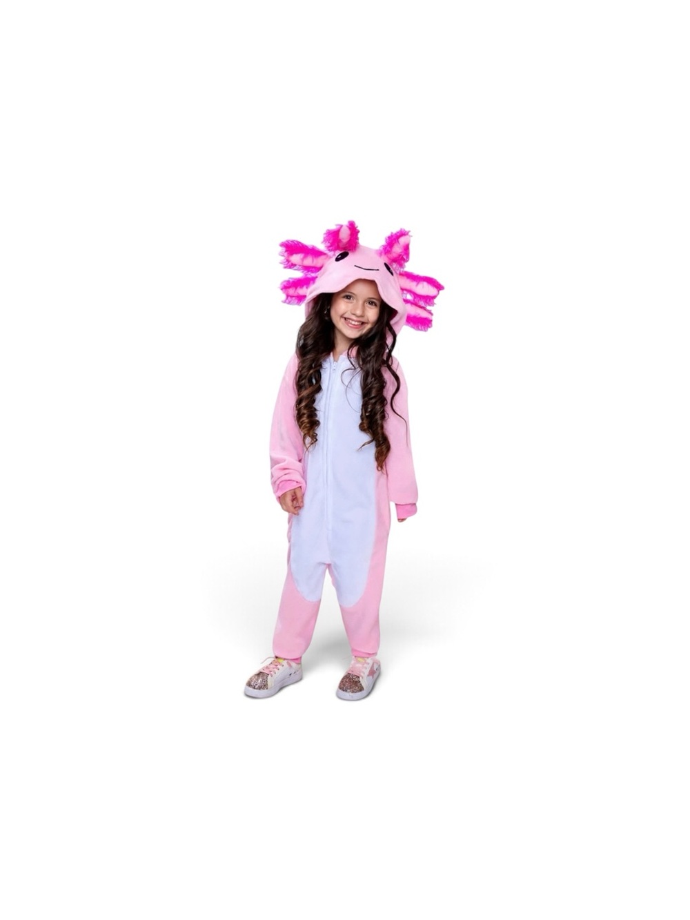 Fluffy Pink Axolotl Hooded Onesie Halloween Costume - Size 7/8 Sold Out Online